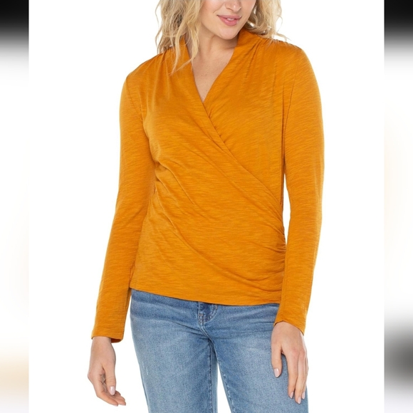 Liverpool Mustard Long Sleeve Wrap Blouse - Picture 1 of 8